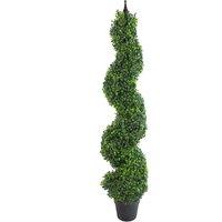 Leaf 120cm (4ft) Tall Artificial Boxwood Tower Tree Topiary Spiral Metal Top in Green