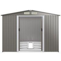 Gymax 8FT x 6FT Weather-resistant Utility Tool Organizer Outdoor Storage Shed in Light Grey