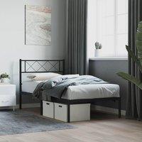 Metal Bed Frame with Headboard Black 90x190 cm Single