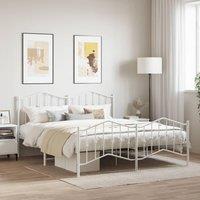 Metal Bed Frame with Headboard and Footboard White 160x200 cm