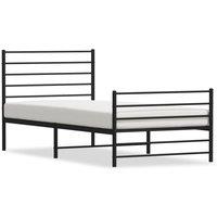 Berkfield Home Metal Bed Frame with Headboard & Footboard Black 107x203 cm