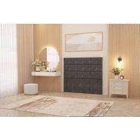 Somnior Chambery 54 Floor Standing Divan Headboard Upholstered Tweed Fabric in Charcoal | Size: Small Single