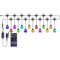 mysmartbuy Colour Changing Festoon Lights with 14 LED Lamps - App or Remote Controlled Waterproof Mains Powered Indoor Outdoor Lighting