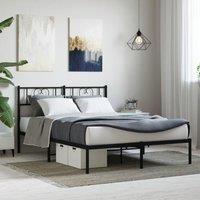 Metal Bed Frame with Headboard Black 160x200 cm