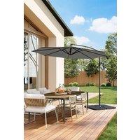 3M Large Banana Cantilever Patio Parasol for Outdoor Sunshade and Rain with a Cross base and a Square Base