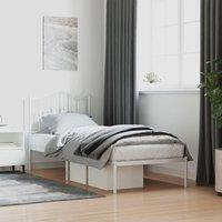 Berkfield Home Metal Bed Frame with Headboard White 90x190 cm Single