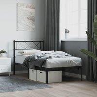 Berkfield Home Metal Bed Frame with Headboard Black 75x190 cm Small Single