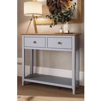 FWStyle Oak 2 Drawer Console Table Dove Grey Large Oak Top Painted Finish