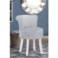 Living and Home Modern Plush Upholstered Dressing Footstool with White Legs in Grey