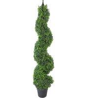 Leaf 120cm (4ft) Tall Artificial Boxwood Tower Tree Topiary Spiral Metal Top in Green
