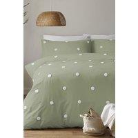 Appletree 'Dot Garden' 100% Cotton Embellished Duvet Cover Set in Light Green | Size: Single