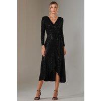 Jolie Moi Women's Long Sleeve Metallic Spot Maxi Dress in Black | Size: 10