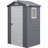 OUTSUNNY Garden Shed Tool Storage House with Lockable Door, Foundation Kit, Grey in Dark Grey