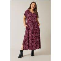 Evans Women's Leopard Print Midaxi Dress in Pink | Size: 18