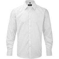 Russell Collection Men's Herringbone Long-Sleeved Formal Shirt in White | Size: 15 inches