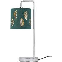 First Choice Lighting Chrome Arched Table Lamp with Dark Green Fern Cut Out Shade in Silver