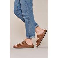 Moshulu Women's 'Bavaria Waxy' Cork Footbed Sandals in Tan | Size: 6.5