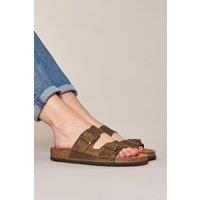 Moshulu Women's 'Bavaria Waxy' Cork Footbed Sandals in Khaki | Size: 5