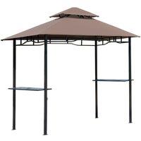OUTSUNNY Outdoor Double-tier BBQ Gazebo Shelter Grill Canopy Barbecue Tent in Brown