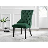 FurnitureboxUK Set of 2 Belgravia Deep Padded Soft Velvet & Chrome Knockerback Dining Chairs With Black Powder Coated Legs in Green