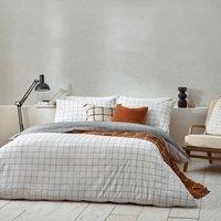 Yard Howarth Check Reversible Duvet Cover Set in White | Size: Super King