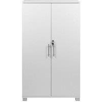 Moderna White Filing Cabinet, 2 Shelves, Lockable 2 Door, Tall Office Cupboard