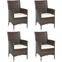 OUTSUNNY Rattan Chair Patio Sofa Chairs Set Cushioned Outdoor Rattan Furniture 4 PC in Brown | Size: 4 Pack