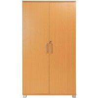 Moderna Beech 2 Door Lockable Storage Cabinet, 140cm Tall, Office/Storage Unit in Brown
