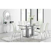 FurnitureboxUK Imperia 6 Grey Dining Table & 6 Isco Chairs in Off-White