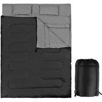 Costway Double Sleeping Bag Lightweight Camping Bag w/ 2 Pillows in Black