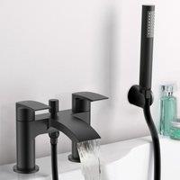 Nes Home Matte Black Deck Mounted Waterfall Bath Shower Mixer Tap
