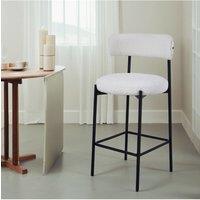 Set of 2 Lambswool Counter High Bar Stools with Footrest