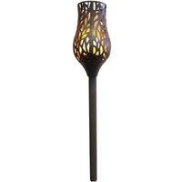 mysmartbuy Battery Powered Grey Metal Tulip Torch - Weatherproof Outdoor Garden Flame Effect LED Stake Light with Remote - H91.5 x 15cm