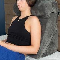 mysmartbuy Adjustable Bed Wedge Pillow - Sloping Soft Foam Cushion with Gel Infused Memory Foam, Removable Headrest or Lumbar Support & Cover in Grey