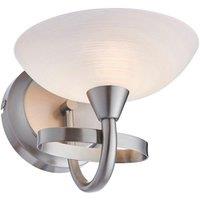 Netlighting Cagney 1 Light Wall Light Satin Chrome with White Painted Glass Shade G9 in Grey