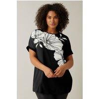 Evans Women's Floral Print T-Shirt in Black | Size: 18