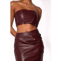 Jaded Rose Women's Lumea Burgundy Faux Leather Corset Bandeau Crop Top | Size: 10