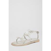 Quiz Women's Silver Diamante Flat Sandals | Size: 4