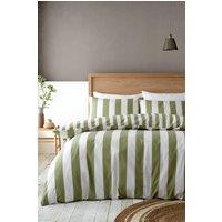 Catherine Lansfield 'Cove Stripe' Reversible Duvet Cover Set in Green | Size: King