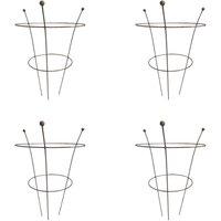 Samuel Alexander Pack of 4 Tom Chambers Herbaceous Bare Rusted Steel Garden Plant Support Medium 54cm x 40cm in Silver | Size: 54 cm x 40 cm