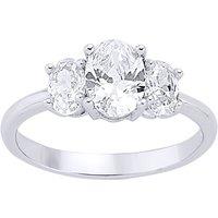 Jewelco London Women's Silver Oval CZ Trilogy Engagement Ring | Size: R