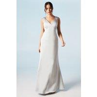 Coast Women's Ruche Shoulder Satin Bridesmaid Dress in Sage | Size: 12