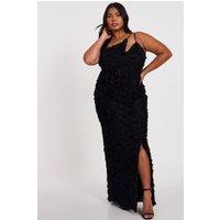 Black Curve One Shoulder Floral Maxi Dress