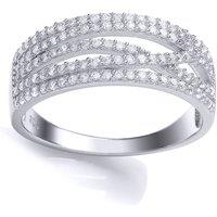 Jewelco London Women's Silver CZ Fancy Crossover Eternity Ring | Size: Large