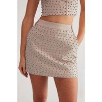 NastyGal Women's Premium Tailored Studded Mini Skirt in Nude | Size: 8