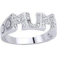 Jewelco London Women's Silver CZ Theta Pave MUM ID Signet Ring | Size: R