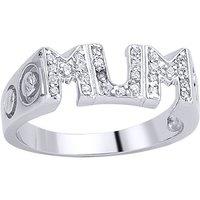 Jewelco London Women's Silver CZ Theta Pave MUM ID Signet Ring | Size: Q