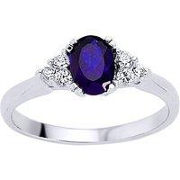 Jewelco London Women's Silver Blue Oval CZ Solitaire Engagement Ring - GVR501 in White | Size: Q