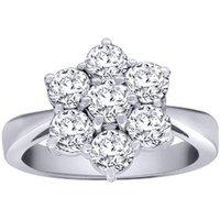 Jewelco London Women's 18ct White Gold 2ct Diamond 7 Stone Flower Cluster Ring in Silver | Size: P