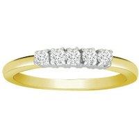 Jewelco London Women's 18ct 2 Colour Gold Diamond 5 Stone Pentalogy Eternity Ring 2.5mm | Size: Q